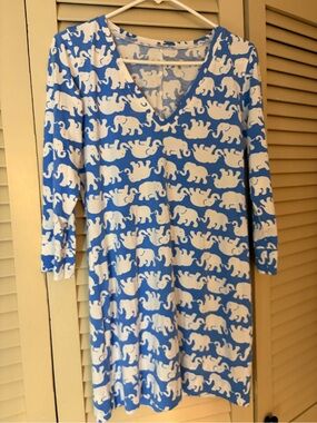 Lilly Pulitzer Blue and White Elephant Print Mini Dress